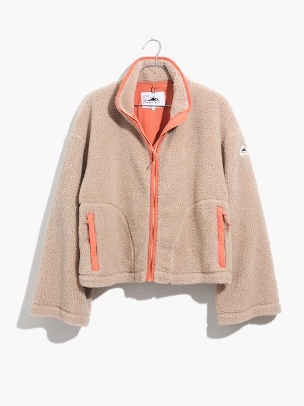Madewell x Penfield Haight Sherpa Fleece Full Zip Jacket Tan Orange GUC Sz. M